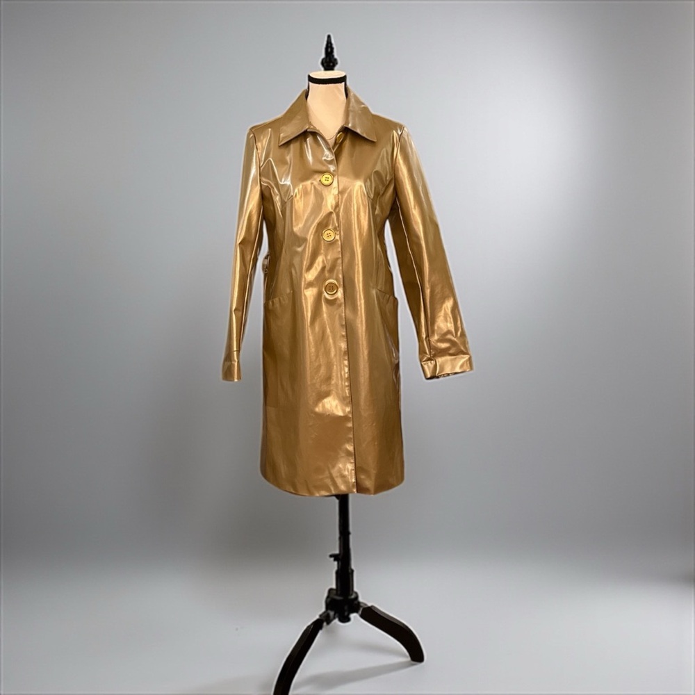 Brandon Thomas Shiny Gold trench coat